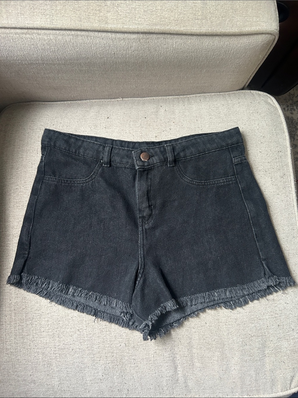 Amazon Women's Black Frayed Hem Jean Shorts